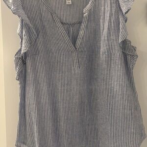 Old Navy Blue Striped Flutter Sleeve Women's Top
